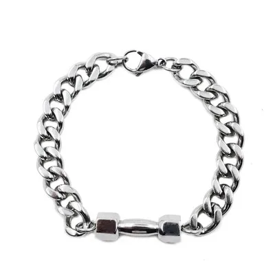 Stainless steel Retro Dumbbell Link Chain Bracelet& Bangle For Women Men Fitness Barbell Jewelry Pulseras wholesale OSL210