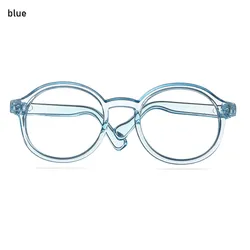 Mini Doll Round Frame Clear Lens Eyeglasses Toy Accessory (Blue)