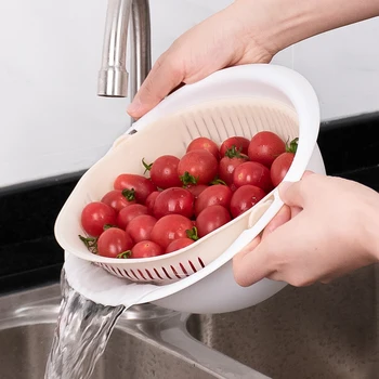 

Washing Basket Double-layer Rotatable Drain Vegetable Plastic Fruit Baskets Multi-function Kitchen Storage