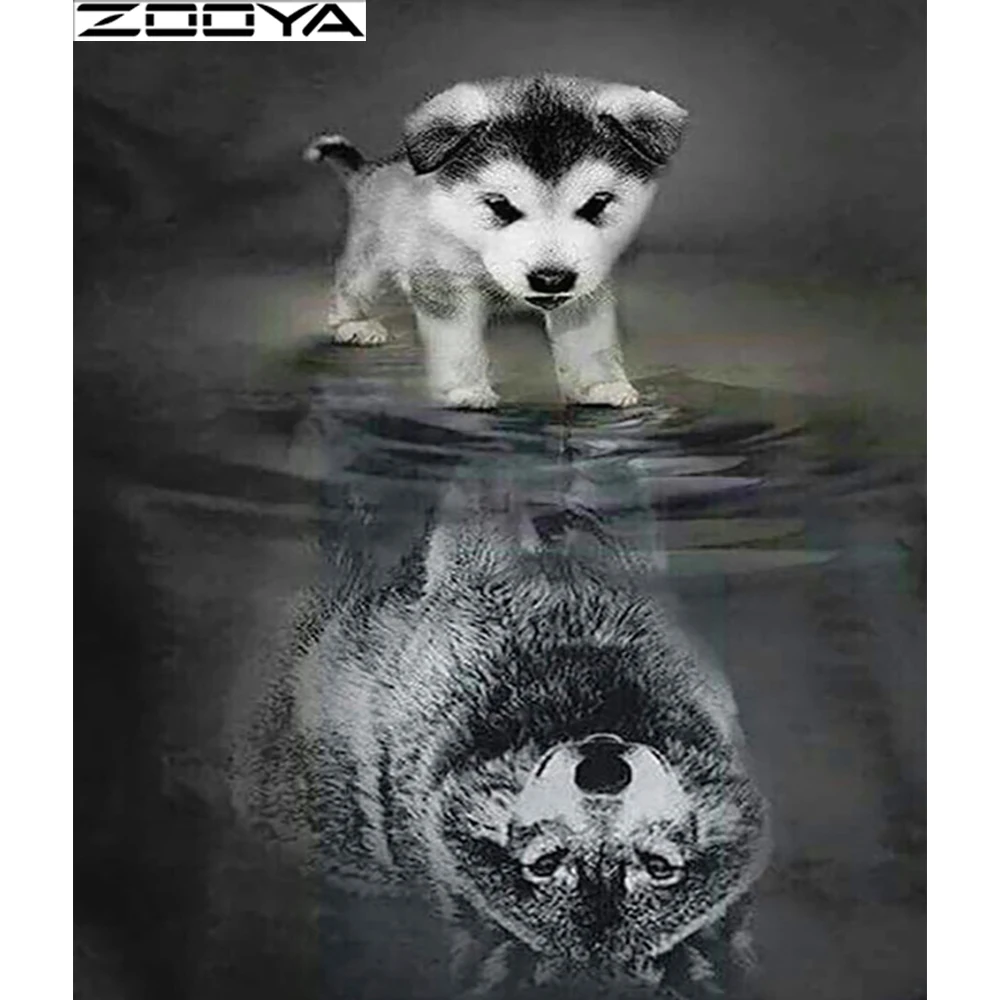 

ZOOYA 5D diamond painting full drill square diamond dog diamond mosaic full layout cross stitch home decor gift J0021