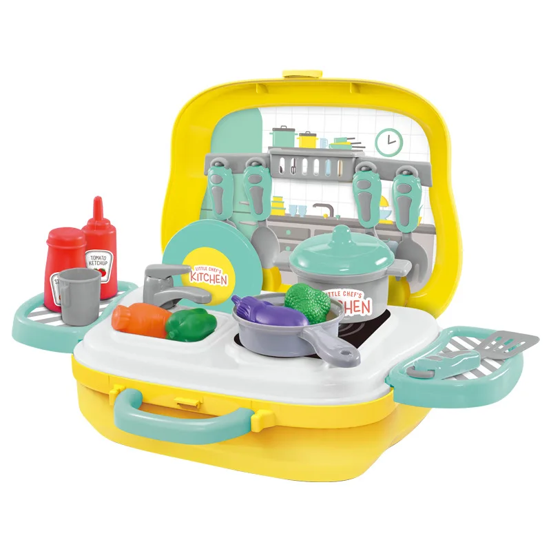 Ролевые игры Дети Красота модные игрушки Моделирование пластик кухня кухонная посуда набор инструментов для макияжа доктор супермаркет чемодан - Цвет: 905 Tableware