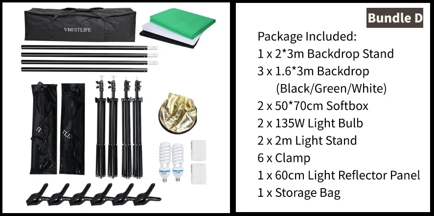 Professional Photography Kit Lighting Equipment Soft Light Umbrella Softbox Bulb Holder Light Bulbs Backdrops Photo Studio Kits
