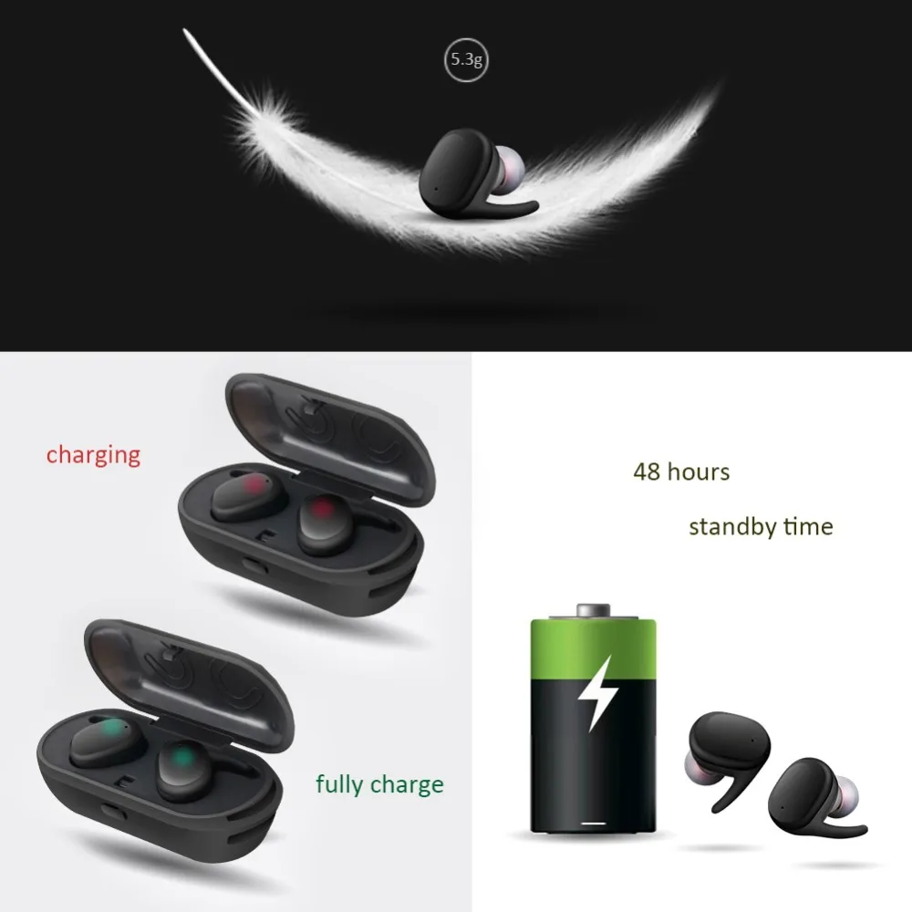 Mini Invisible TWS Wireless Bluetooth Earphones With Mic Hands-free Calls Smart Touch Sport Earbuds With Wireless Charging Box