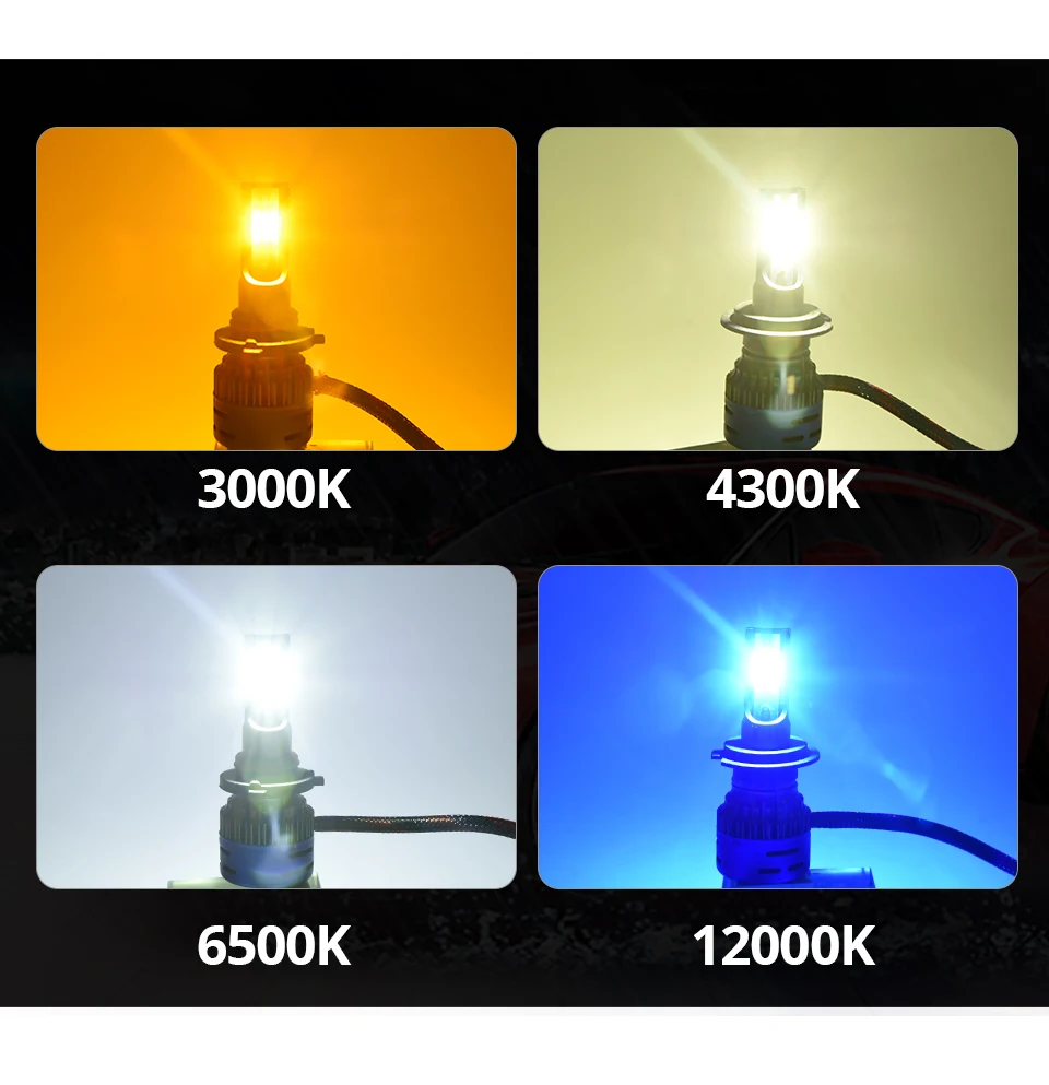 H7 Led H4 Led H7 Автомобильный свет H11 H1 светодиодные фары HB3 HB4 9005 9006 H8 H9 светодиодные лампы 12V 12000 6500 ксеноновая лампа 4300 К 3000 К лампочка