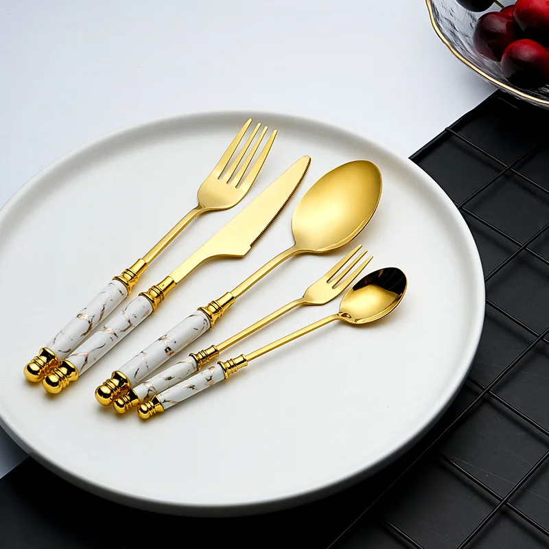 Stainless Steel Gold Cake Fork Dessert Forks Fruit Fork Long Handle