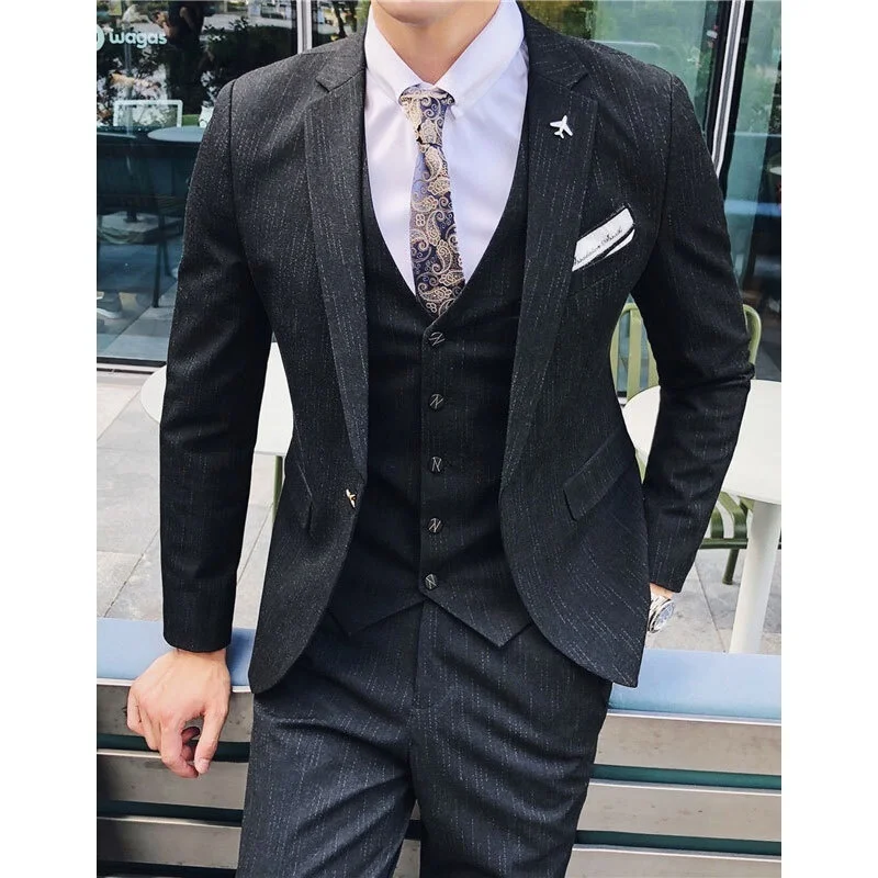

Suit Men's Suit High-end Fabric Business Casual Suit New Groom Wedding Groomsmen Dress Business Dress Three