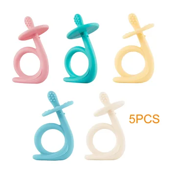 

5pcs Pain Relief Nursing Cute Snail Chew Toy Shower Gift Bite Resistant Soft Silicone Dental Care Training Molar Baby Teether