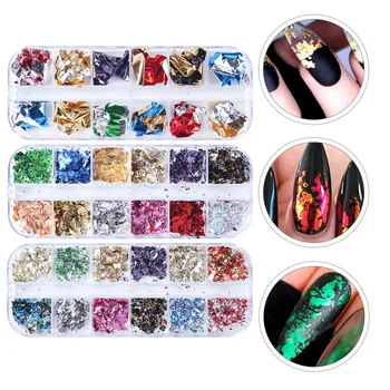 

3 Boxes Nail Foils Practical Nail Art Sticker Nail Sequin Glitter Manicure Decoration for Ladies