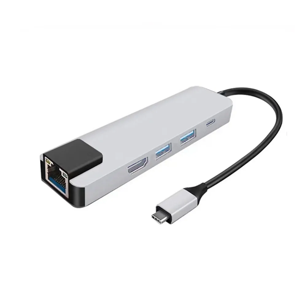 5 в 1 usb type C концентратор HDMI 4K USB C концентратор к Gigabit Ethernet Rj45 Lan адаптер для MacBook Pro USB-C зарядное устройство конвертер