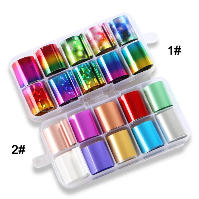 Holographic Nail Foil Set Nail Art Transfer Sticker Manicure DIY Holo Sticker Decor ZG88