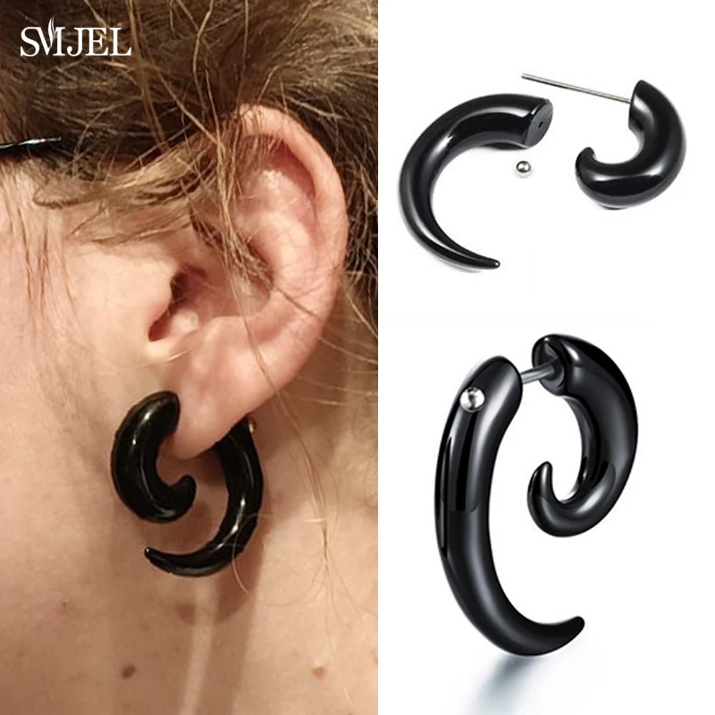 Punk Spiral Earrings Tapers Snail Ear Expanders Black 4/5/6/8/10 mm Body Jewelry Men Women Ear plug Piercing