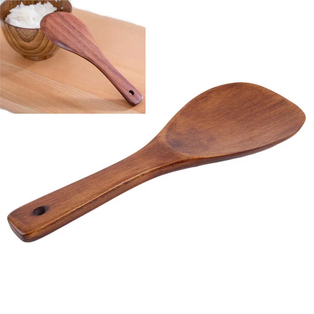 Кухонная лопатка-Лопатка, рисовая ложка, Длинная Деревянная Лопатка лопатка для блинчиков, деревянная рисовая лопатка, ложка, кухонная утварь, кухонные принадлежности - Цвет: wooden