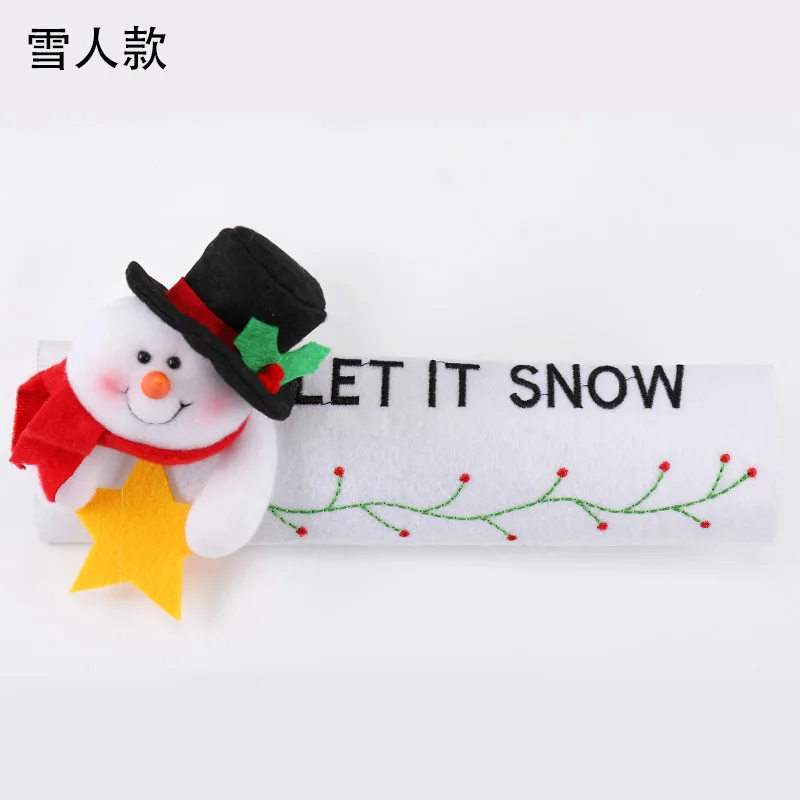 Snowman Yomdid ручка холодильника крышка рождественские украшения Ручка дверцы холодильника крышки Санта Снеговик Олень вышитые крышки для домашнего декора - Цвет: Snowman