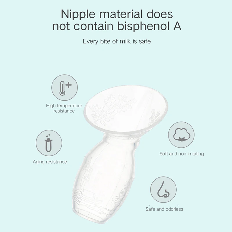 Silicone Breastfeeding Manual Breast Pump Baby Feeding Milk Saver Suction Bottle Feeding Breast milk collector with lid