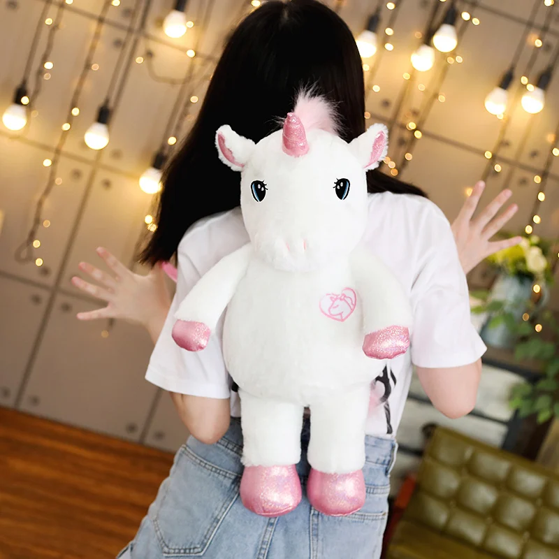 

Hot New 50/60cm Kawaii Unicorn Plush Backpack Rainbow UnicornSoft Toy Plush Shoulder Bag Children Kids Girls Birthday Gift Doll