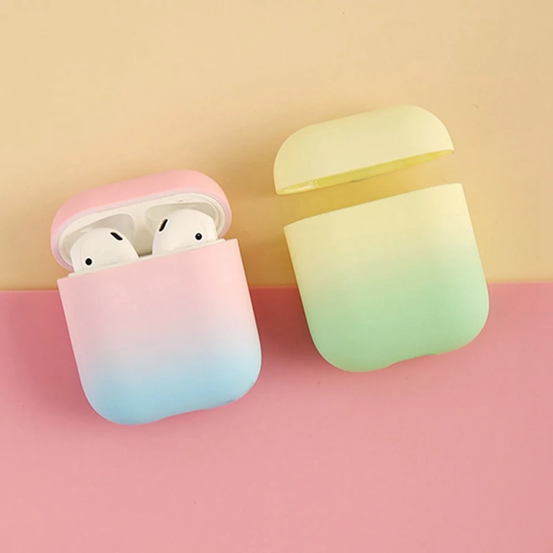 Для AirPods чехол градиентные радужные цвета защитный жесткий чехол Bluetooth беспроводные наушники чехол для Air Pods 2 Чехол для наушников