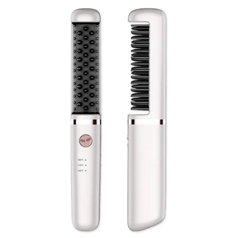 PROD 1005002957342201 New Arrival White Rechargeable Hair Straightener
Brush Wireless USB Recharge Easy to Carry 100-240v Universal Perm
Machine