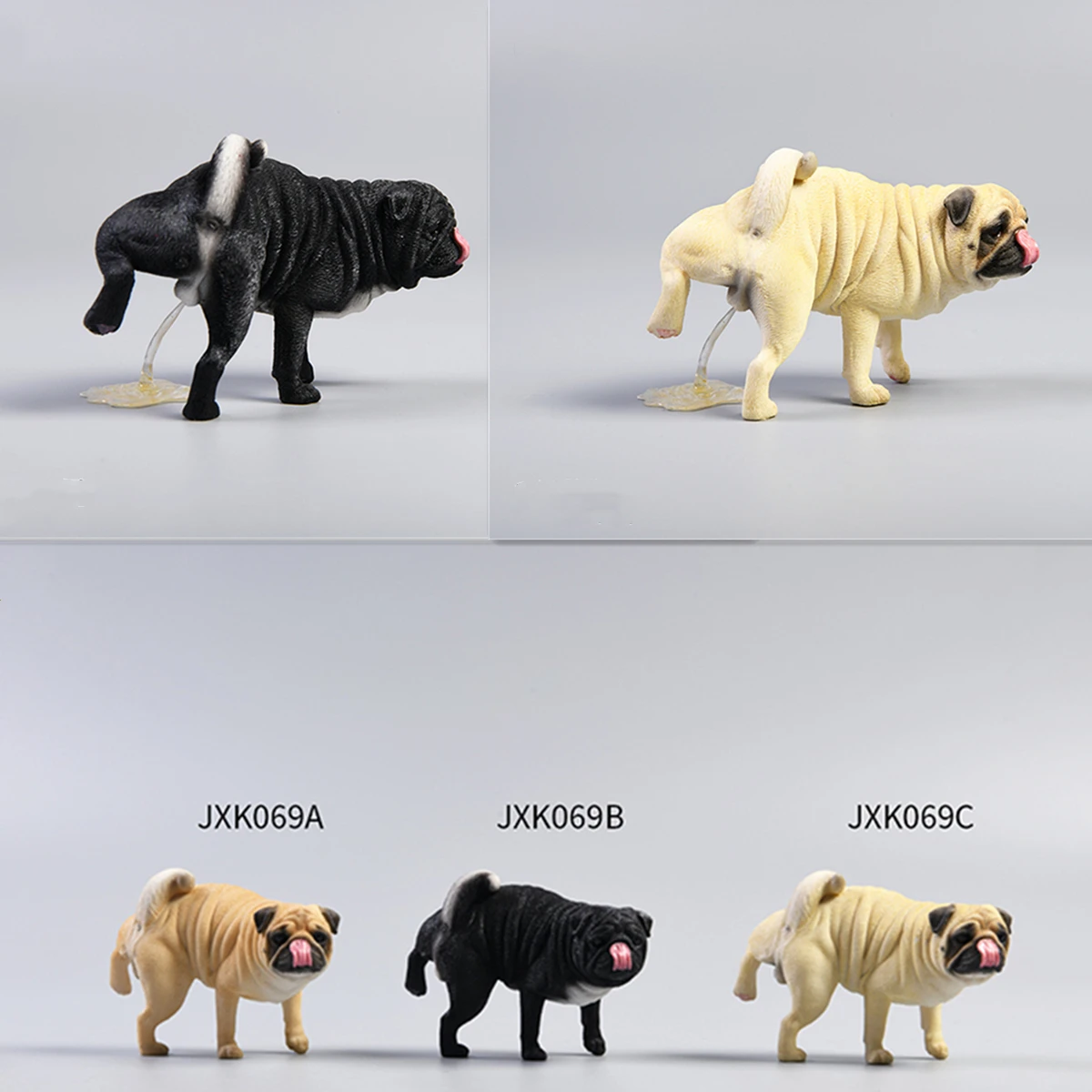 

JXK 1/6 Leg Lift Pug Model Cute Dog Pet Animal Collector Healing Puppy Funny Decor Oenaments Toy for Children Adults Kids Gift