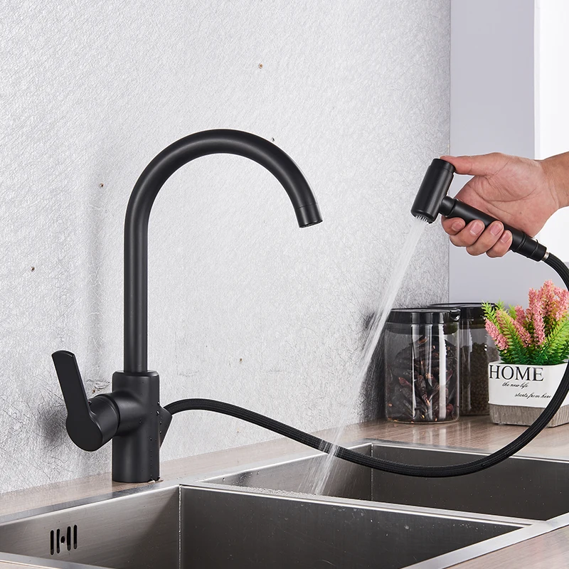 matte black kitchen faucets pull out kitchen sink faucet single handle mixer tap hot cold kitchen sink facuet mixer tap1