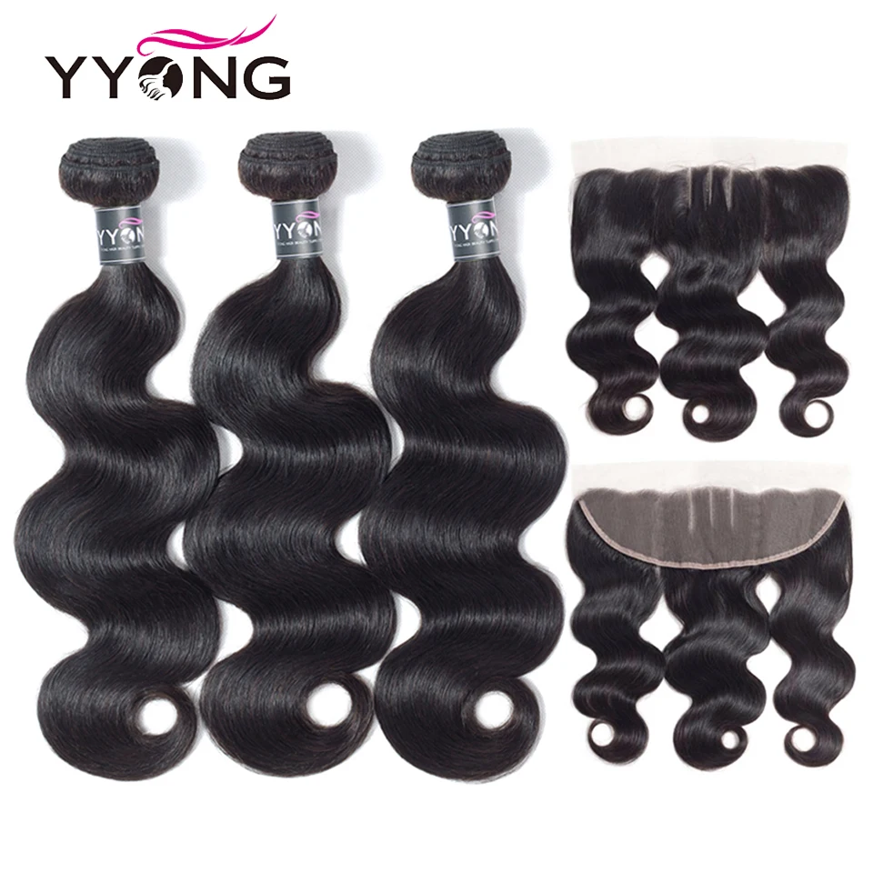 Yyong Hair Extension Peruvian Hair Bundles With Frontal Body Wave
