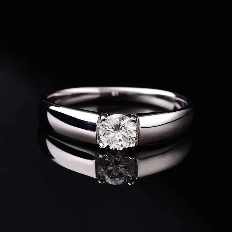 0 5 1ct D Цвет мужские кольца с муассанитом тонкий S925 Стерлинговое Серебро