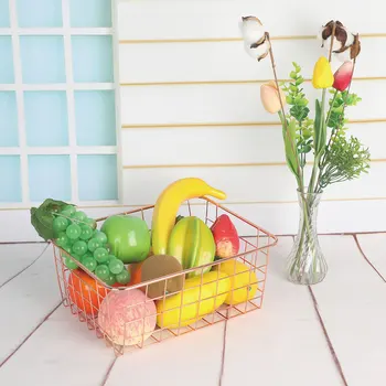 

Metal Storage Basket Rose Gold Office Plating Storage Basket Large Nordic Style Bathroom Home Desk Toiletries Collection Shelf