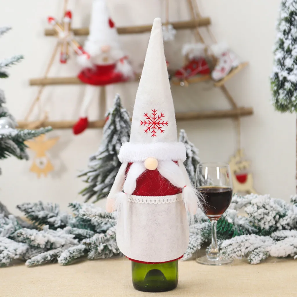 Рождественская бутылка вина обложка плюшевая ткань Санта Клаус шампанского крышка бутылки Pokrowiec Na Wino домашний бар Рождество для вечеринки; винный цвет мешок бутылки
