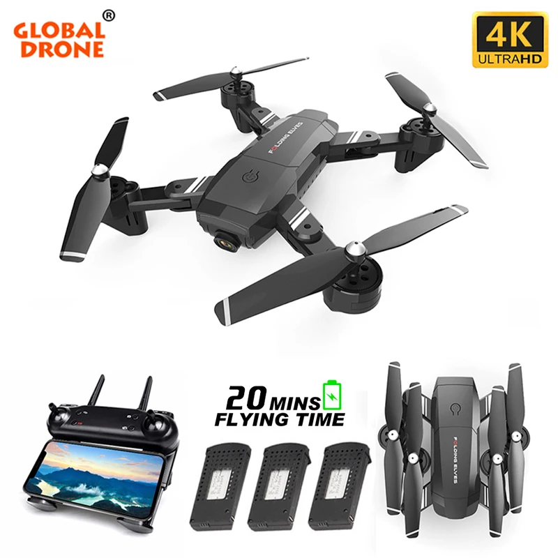 

Global Drone 4K Drones with WiFi FPV 4K/720P Dual Camera Optical Flow Quadcopter Foldable Selfie Dron VS XS816 SG106 M70 E520