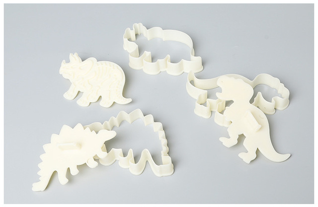 Dinosaur Cookies Cutter Mold 3D Dinosaur Biscuit Embossing Mould Sugarcraft Dessert Baking Silicone Mold Cake Decor Tool