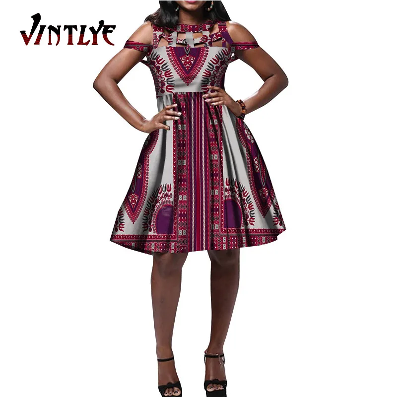 African Dresses For Women Kente Style Ankara Fashion Ankle Length Dress Dashiki Sexy Halter Girl Dresses Nigerian Clothes Wy6196