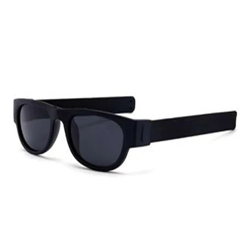 Необычные мужские Поляризованные наручные солнцезащитные очки, складывающиеся для женщин, рулонный браслет, тренд, складные солнцезащитные очки Slapsee - Цвет линз: 1 Black Polarized
