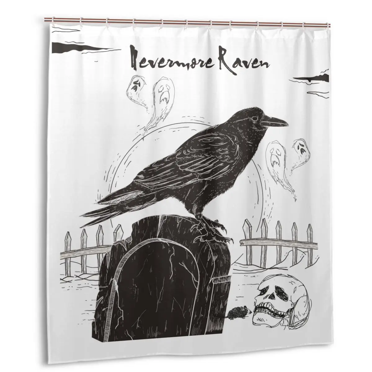 Очаровательные домашние Nevermore Ворон черная птица зловещие аксессуары для хеллоуина пластиковые занавески для душа 66x72 в индивидуальные для ванны водонепроницаемый из полиэстера