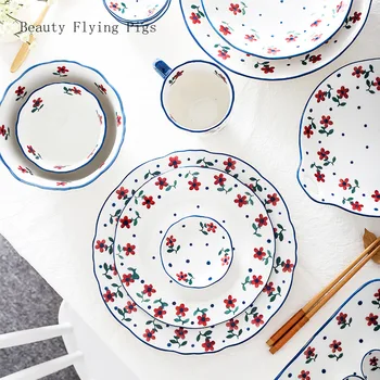 

1PC Japanese Ceramic Dinner Plates Steak plate fashion kitchen Tableware Creative Breakfast Plates Dishes Dessert Seasoning dish