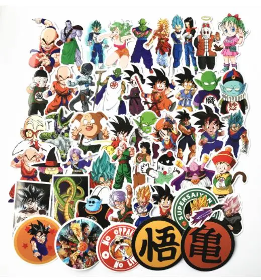 50 шт. аниме Dragon Ball наклейка s Мультфильм Супер Saiyan Goku наклейка s Наклейка для сноуборда багажа автомобиля холодильника ноутбука Наклейка