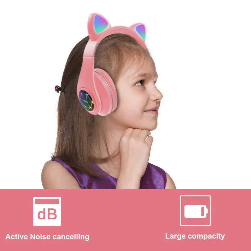 EWA Bluetooth Earphones Cute Cat wireless With LED Muisc Stereo Headphone With Microphone Children Daughter Earpieces Headset