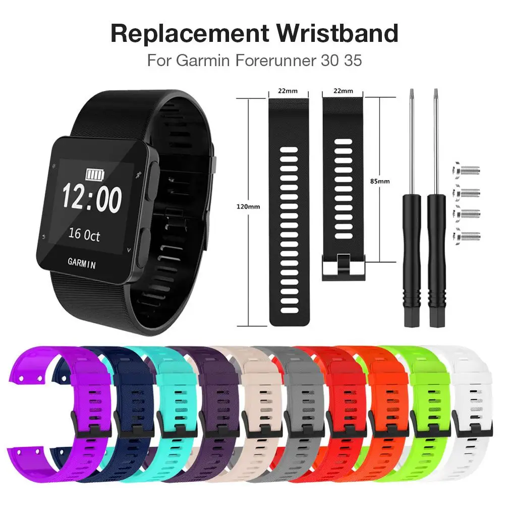 

For Garmin Forerunner 35 30 Smart Watch Soft Silicone Replacement Strap Wrist Wristband Strap With Tool WatchBand Bracelet Strap
