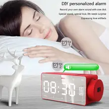 Проекционные светодиодные цифровые часы большой экран Будильник Беспроводная зарядка Bluetooth динамик настольные часы музыкальный динамик US Plug