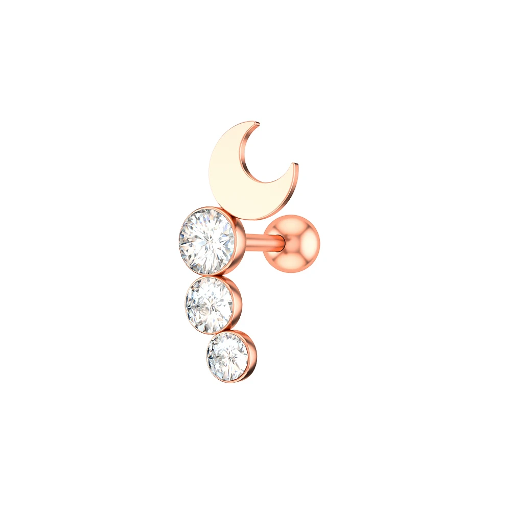 2151REGD Ear Tragus раковины шпильки для пирсинга спираль опал кристалл губы Labret вилка сталь Daith серьги носа пирсинга хрящей ювелирные изделия кольца 16 г - Окраска металла: 2151REGD