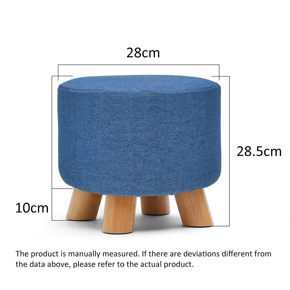 Round Fabric Creative Solid Wood Thickened Footstool Padded Foot Rest Folding Storage Seat Stool with Removable Cover