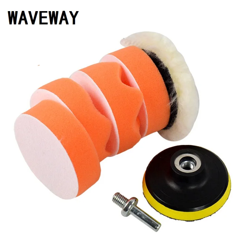 

WAVEWAY Polishing Sponge Wheel Kit Polisher 7pcs/set 3" Car Polishing Pad Polishing Buffer Waxing Buffing Pad Drill Set Kit