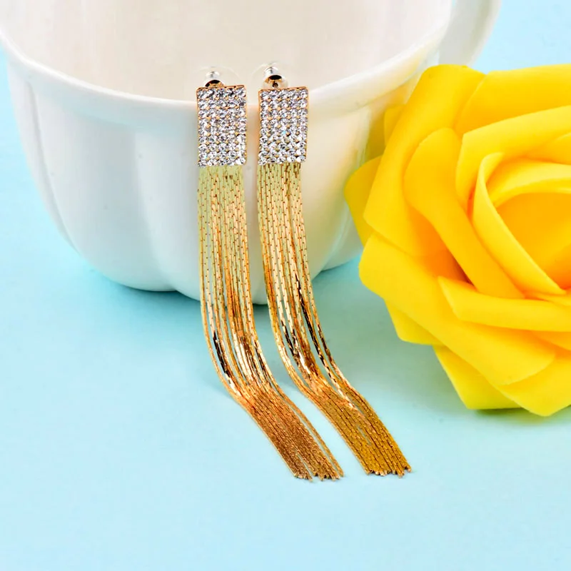 LEEKER серебряный цвет кисточки длинные серьги с кубическим цирконием для женщин