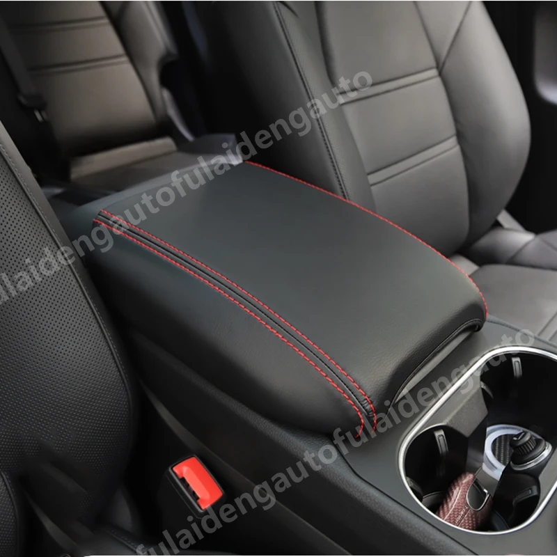 1pcs For Porsche Cayenne- PU Leather Armrest Console Pad Cover Cushion Support Box Armrest Top Mat Liner Car Styling
