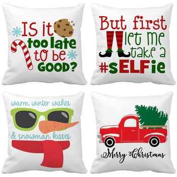 

2019 Christmas Santa Claus Cushion Cover Letter Hat Car Pillow Cases Christmas Decorations for Home Pillowcase Kids Bedroom