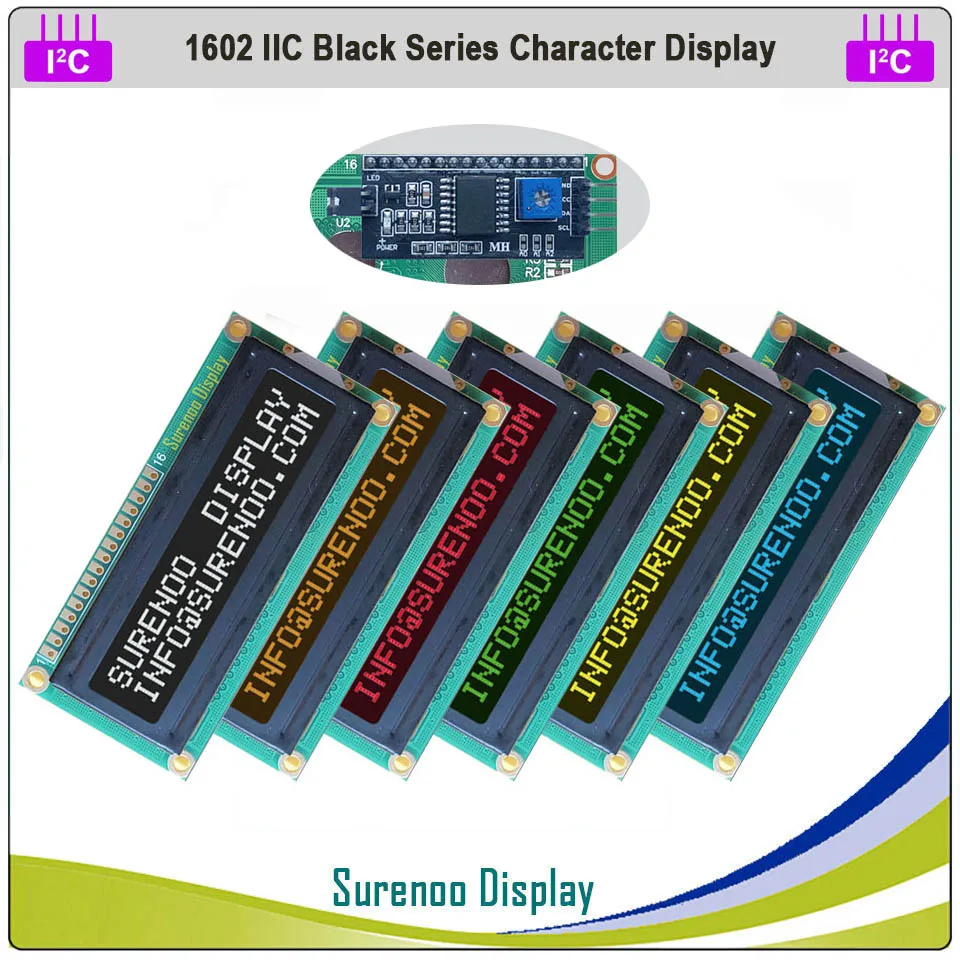 1602 IIC I2C 문자 LCD 모듈 스크린 디스플레이, LCM 패널, 아두이노용 블랙, 다양한 색상|lcd module ...