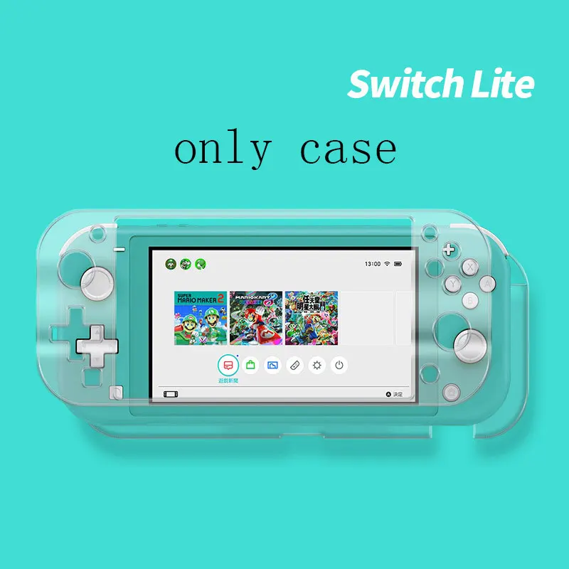 Чехол для rend Switch lite Прозрачный чехол для nintendo switch mini NS жесткий Кристальный корпус для экрана пленка из закаленного стекла - Color: only case