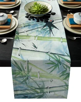 

Swallows Bamboo Forest Rustic Home Table Runner Fashion Contracted Tea Table Cover Modern Refrigerator Wardrobe Flag