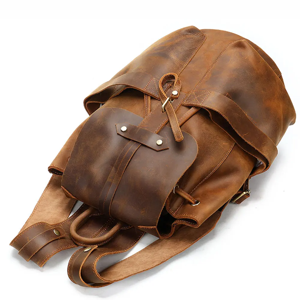 Lukegear коровья кожа рюкзак для мужчин открытый классический рюкзак подлинный материал винтажные сумки Прочный