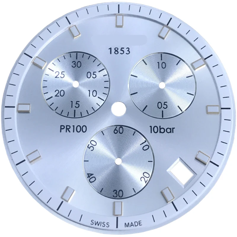 Silver gold dial 34,5 мм Циферблат для часов PR100 T101417A Мужские кварцевые часы T101 текстовые часы аксессуары T101417 запасные части - Цвет: Silver gold dial