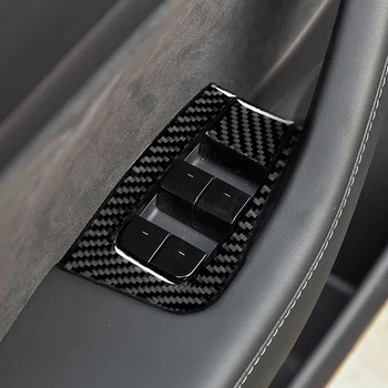 

Car Window Lifter Switch Buttons Panel Decorative Frame Cover Trim carbon fiber Sticker for Tesla Model 3 car accessories