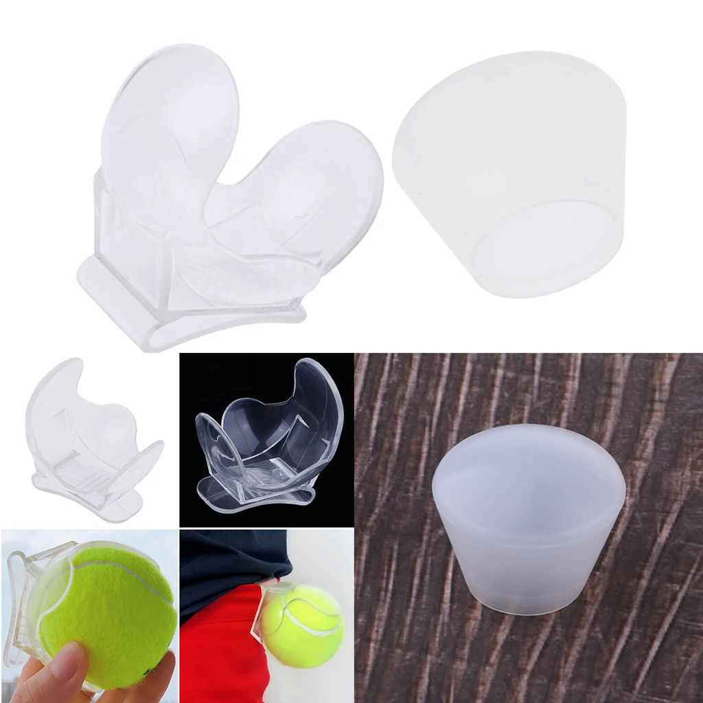Premium Tennis Ball Holder Waist Clamp Clip with Racket End Cover Grip Clear Tennis Vibration Dampener Absorber